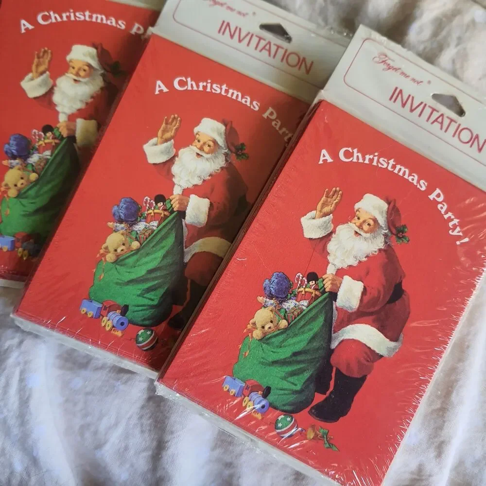 Vtg Lot Of 3 Packs Forget Me Not Christmas Party Invitation New W Envelopes 24